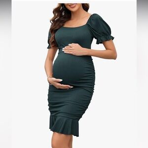 Elegant Green Maternity Dress